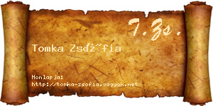 Tomka Zsófia névjegykártya